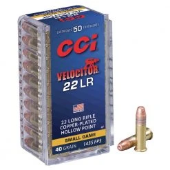 CCI 22 LR Velocitor Copper Plated Hoillow Point, 50-Count, 47