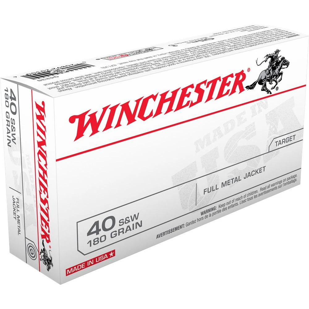 Winchester 40 S&W - 180 Grain Full Metal Jacket Ammo, 50-Round, Q4238 3 Winchester 40 S&W - 180 Grain Full Metal Jacket Ammo, 50-Round, Q4238