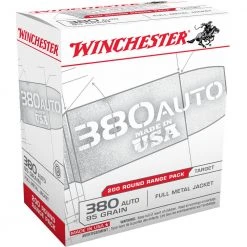 Winchester 380 Auto - 95 Grain Full Metal Jacket Ammo, 200-Round, USA380W