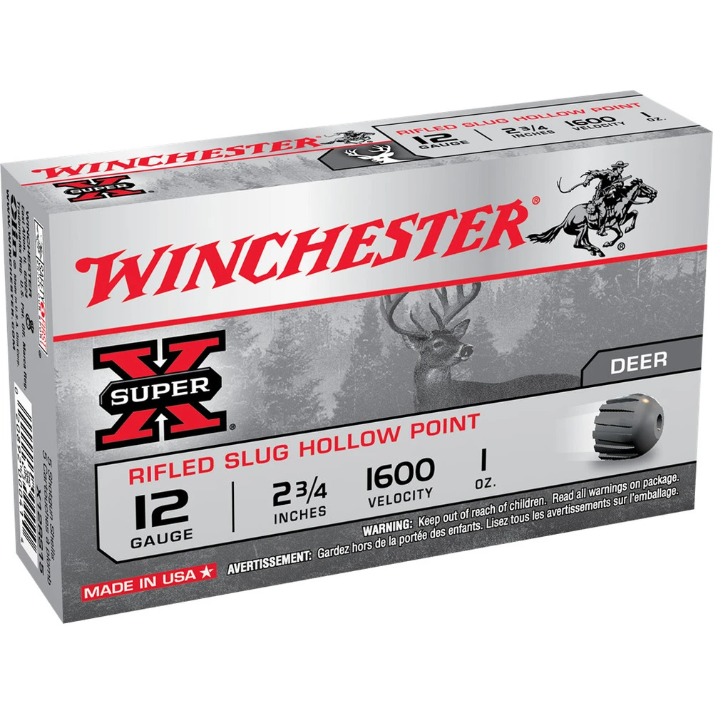 Winchester 12 Gauge - Rifled Slug Hollow Point Ammo, 5-Round, X12RS15 3 Winchester 12 Gauge - Rifled Slug Hollow Point Ammo, 5-Round, X12RS15