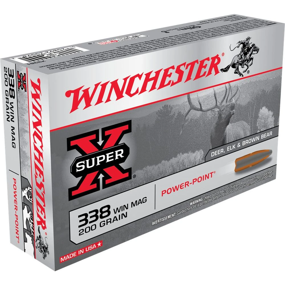 Winchester 338 WIN MAG - 200 Grain Power-Point Ammo, 20-Round, X3381 3 Winchester 338 WIN MAG - 200 Grain Power-Point Ammo, 20-Round, X3381