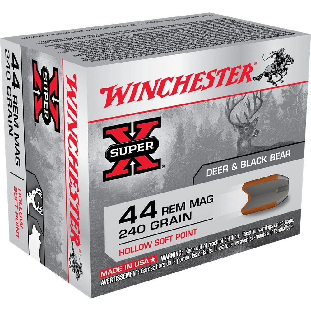 Winchester 44 REM MAG - 240 Grain Hollow Soft Point Ammo, 20-Round, X44MHSP2 3 Winchester 44 REM MAG - 240 Grain Hollow Soft Point Ammo, 20-Round, X44MHSP2