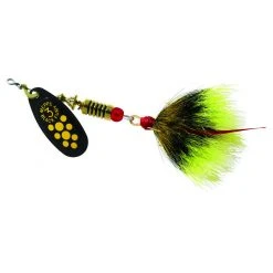 Mepps Black Fury - Dressed Treble Yellow Dot Blade with Gray/Yellow Tail #3 (1/4 OZ), BF3T Y