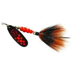 Mepps Black Fury - Dressed Treble Fluorescent Red Dot Blade with Gray/Orange Tail #5 (1/2 OZ), BF5T FL