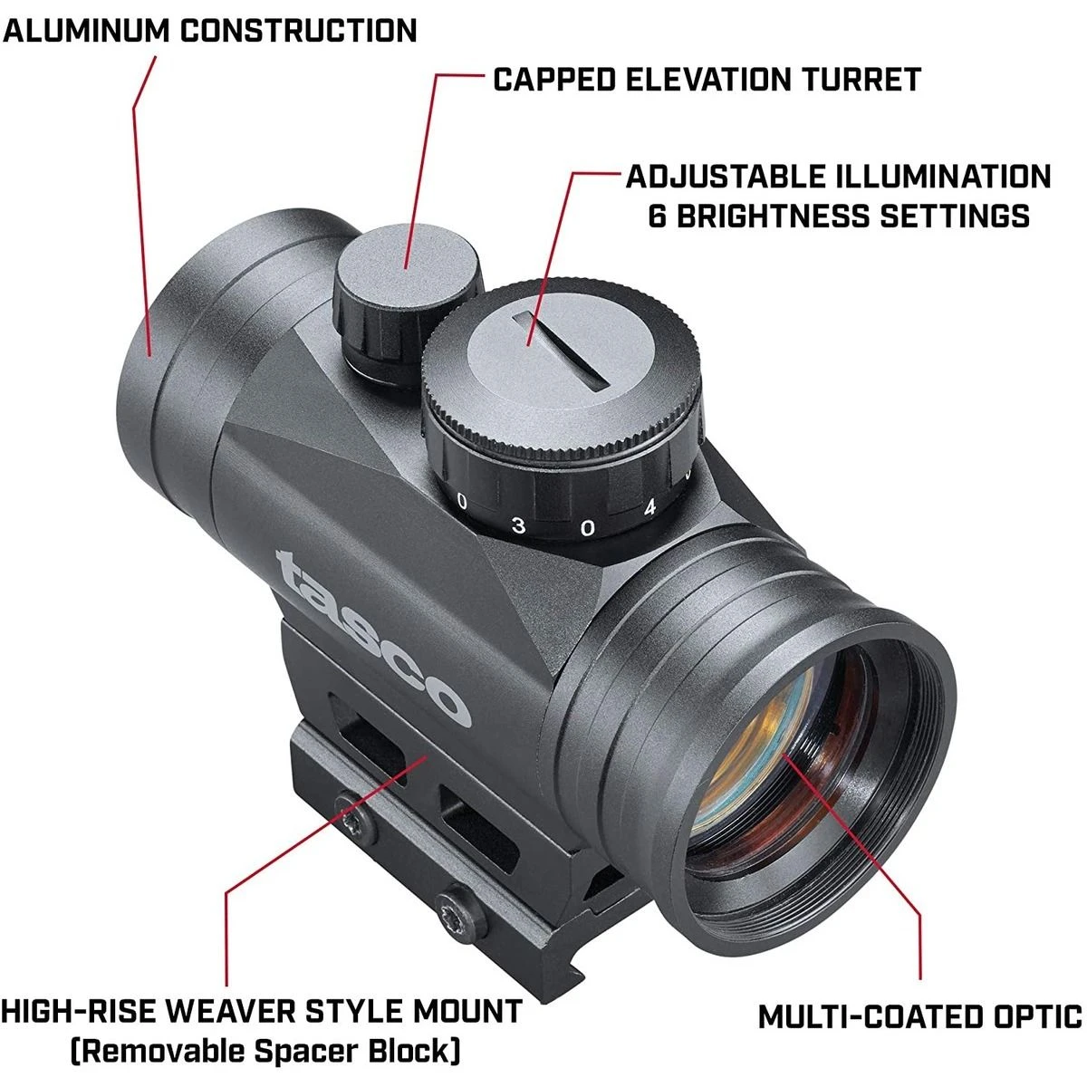 Tasco Propoint Red Dot, 1x30, 3 MOA Dot, TRDPCC 4 Tasco Propoint Red Dot, 1x30, 3 MOA Dot, TRDPCC - Image 2