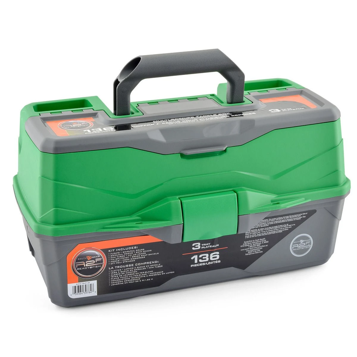 South Bend Tackle Box, 3-Tray, 136-Piece, 139784 3 South Bend Tackle Box, 3-Tray, 136-Piece, 139784